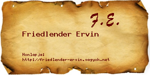 Friedlender Ervin névjegykártya